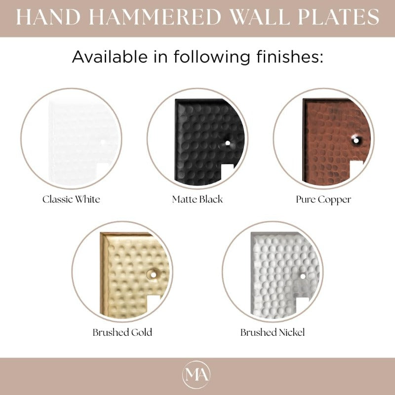 Pack of 2 Monarch Abode Hand-Hammered Metal Rocker Switch Plates - Decorative Single Gang Light/Outlet Cover with Brushed Nickel, Heavy-Duty Corrosion-Resistant for GFCI Switches & Decora Outlets ( Install, Fit)