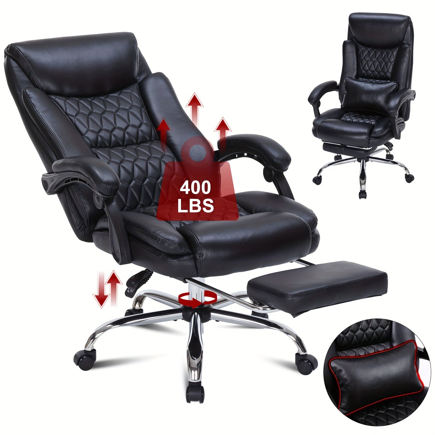 Reclining Office Chair, Sturdy Office Chair with Footrest for Home Office