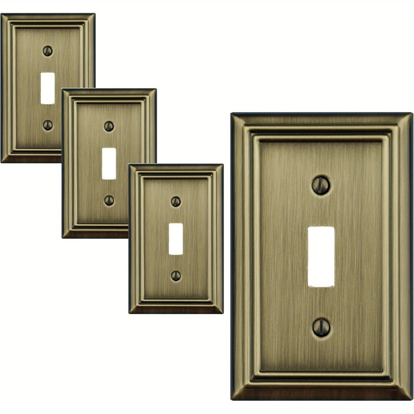 Adler 2-Gang Toggle/Duplex Light Switch Cover Wall Plate - Antique Brass Finish, Decorative Durable Outlet Cover with Easy Screw-On Installation, No Wiring Required for Home & Office Electrical Outlets