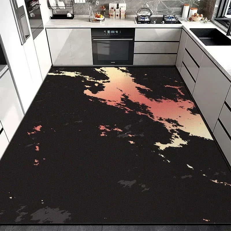 Kitchen Floor Mat Large Pvc Leather Waterproof Carpet Anti-slip Oil-proof Foot Mats Imitation Marble Rug Home Decoration Rugs