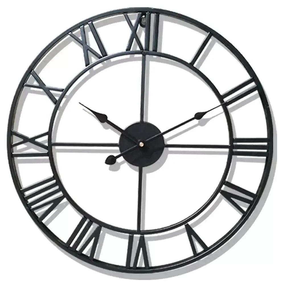 Modern 3D Large Wall Clocks Roman Numerals Retro Round Metal Iron Accurate Silent Nordic Hanging Ornament Living Room Decoration