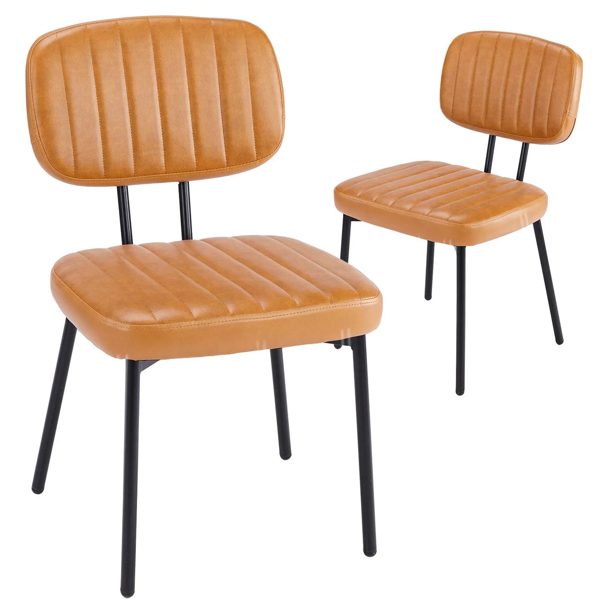 JHK Faux Leather Modern Dining Chairs Set of 2 Ergonomic Lumbar Support Foam Sponge Cushion Seat and Metal Legs for Kitchen