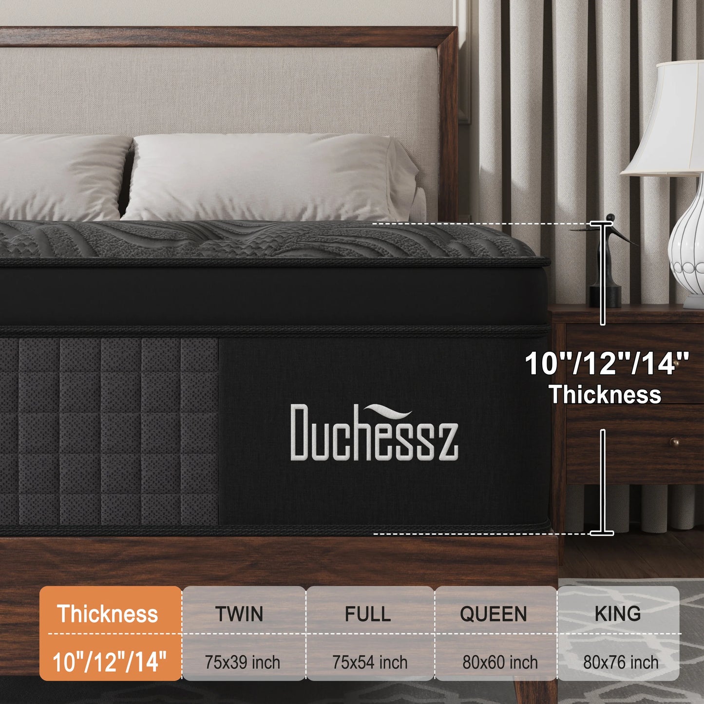 10"12"14"Twin Full Queen King Size Gel Memory Foam Pocket Spring Hydird Mattress In A Box Medium Firm