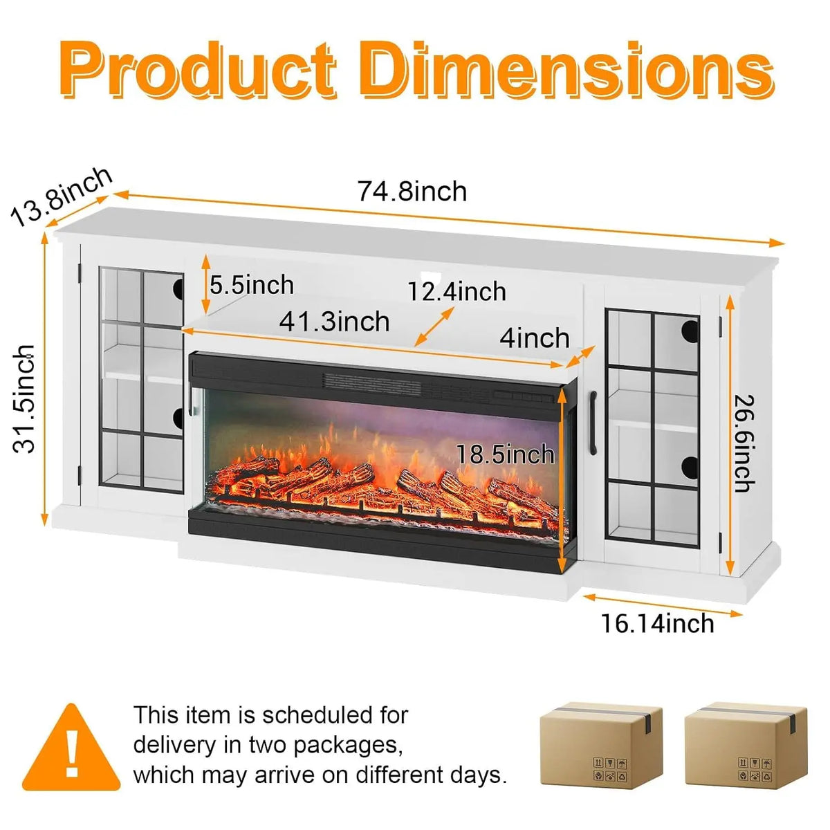 75 Inch Electric Fireplace TV Stand, Entertainment Center, Customized
