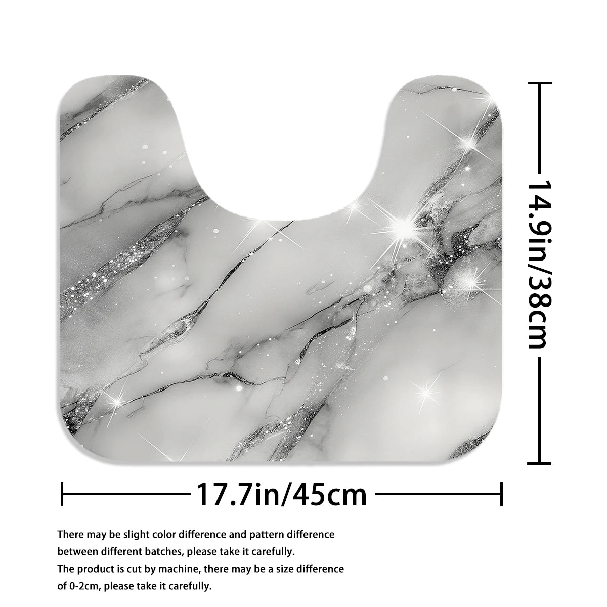 4Pcs Sparkle Grey Marble Shower Curtain Set with Hooks, Modern Shiny Glitter Print Waterproof Mildew Resistant Fabric Bath Mat for Family Bathroom Home Decor