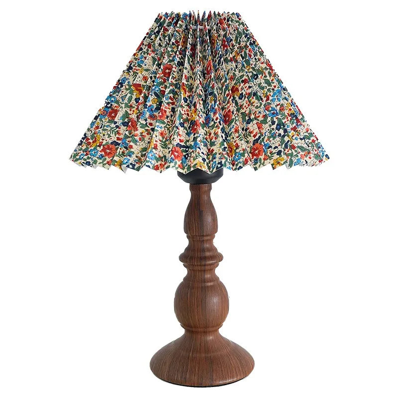 American Retro Wood Grain Bedroom Bedside Wrought Iron Lamp Nordic Simple Living Room Desktop Atmosphere Nostalgic Night Light