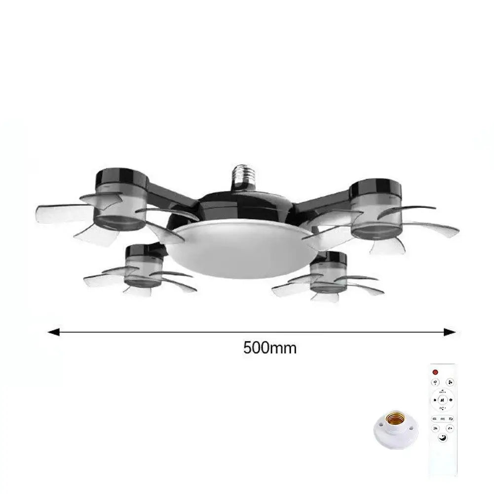 LED Drone Style Ceiling Fan Light E27 Base Silent Brushless Motor Remote Control Three Speed Dimming forBedroom Dining Room Home