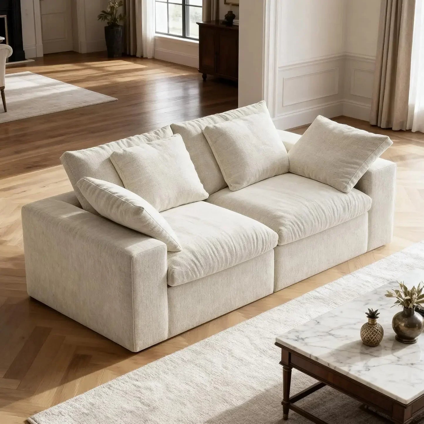120'' L-Shaped Cloud Couch Modular Sectional Sofa Extra-Wide with Ottoman Deep Seat Comfortable Living Room Customized