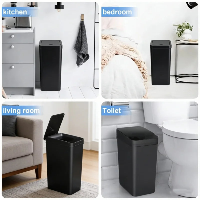 Pop-Up Plastic Trash Can, Plastic Simple Design, Kitchen Trash Can With 10L Large Capacity, Square Slit, Does Not Take Up Space