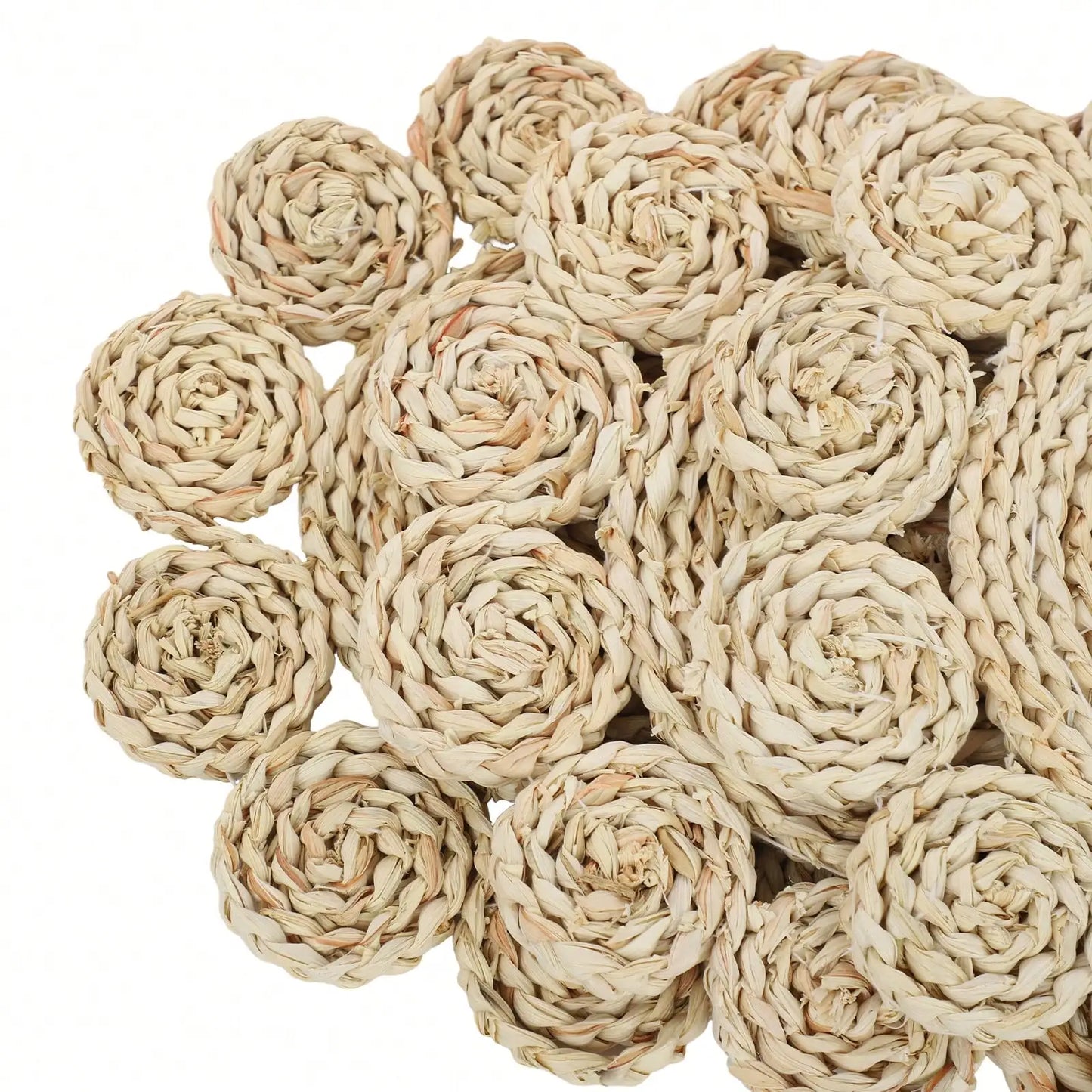 12pcs Petal Shape Placemats, 30cm/11.81in Woven Rattan Table Mats for Restaurant & Dining Table, Coffee