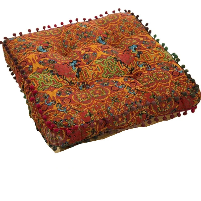 Bohemian Style Thickened Cotton Linen Cushion for Ground Lazy People with Moroccan Window Tatami Mat Pillow Puff Cushion