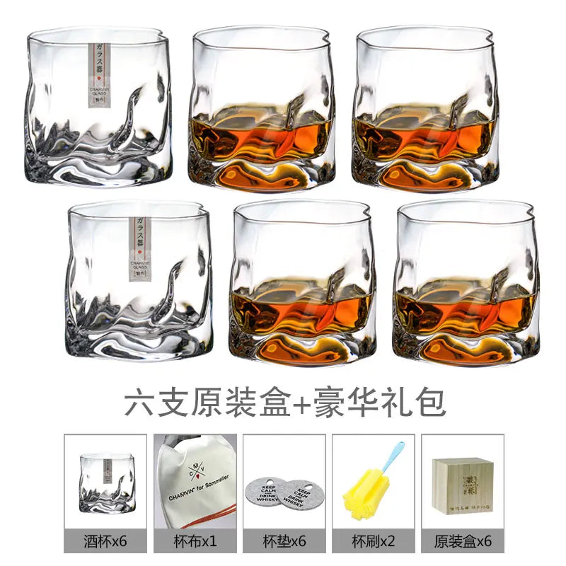 Chamvin Japanese Edo Designer Crumple Paper Irregular Shape Crystal Wine Spirit XO Brandy Cup Whisky glass