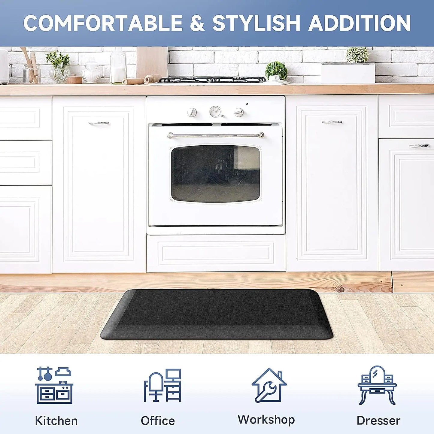 4/5 Inch Thick Kitchen Mats for Floor, Kitchen Rug for Standing Desk, Non-Slip, Thicker, Stain Resistant, Waterproof, Comfort An