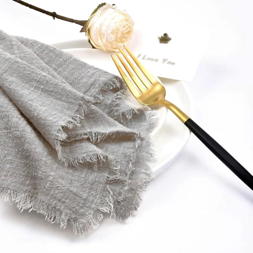 12 PCS fabric napkins Cloth Napkins with Fringe Edges Washable for Wedding Party Birthday Christmas Dinner Table Setting