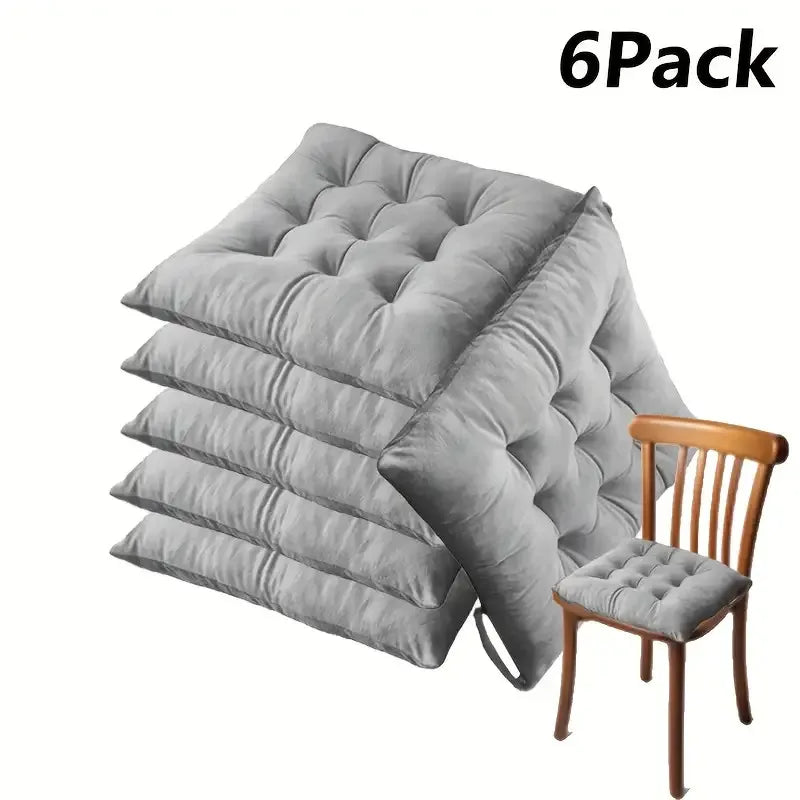 6pcs/set Square Velvet Seat Cushion Thickened Soft Cushion in Winter, Suitable for Dining Rooms Living Rooms Pillows for Bedroom