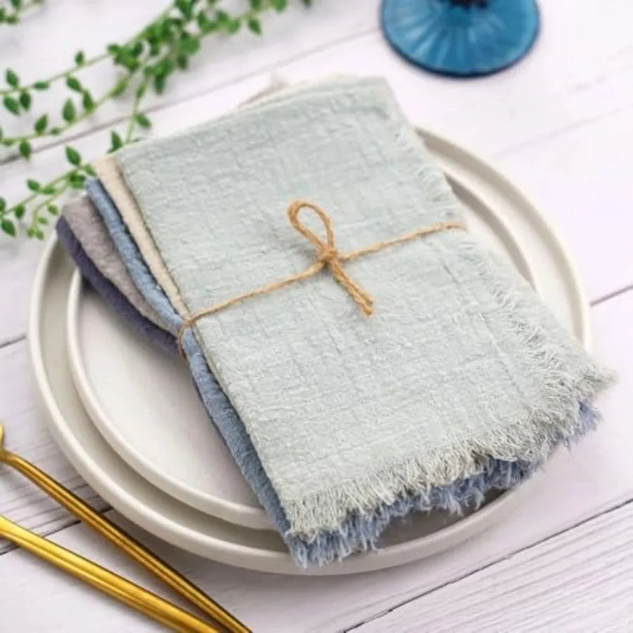 20pcs 41x41cm Cloth Napkins Cotton Gauze Napkin Tea Towels Retro Cheesecloth for Party Christmas Table Decor Black