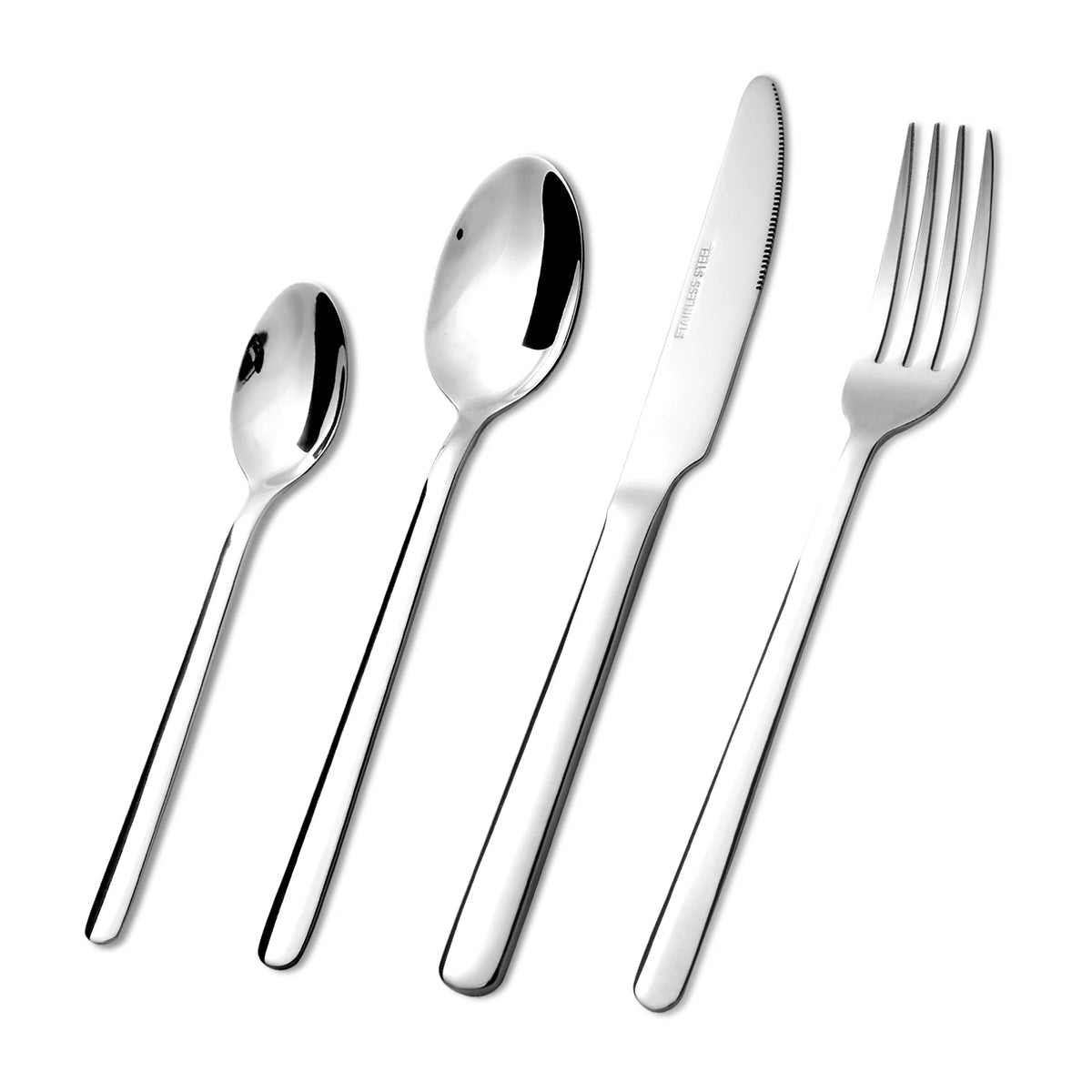 HANSMART 24Pcs Stainless Steel Flatware Set Service for 6 Mirror Polished Knife Fork Spoon Durable Tableware for Home Restaurant Catering