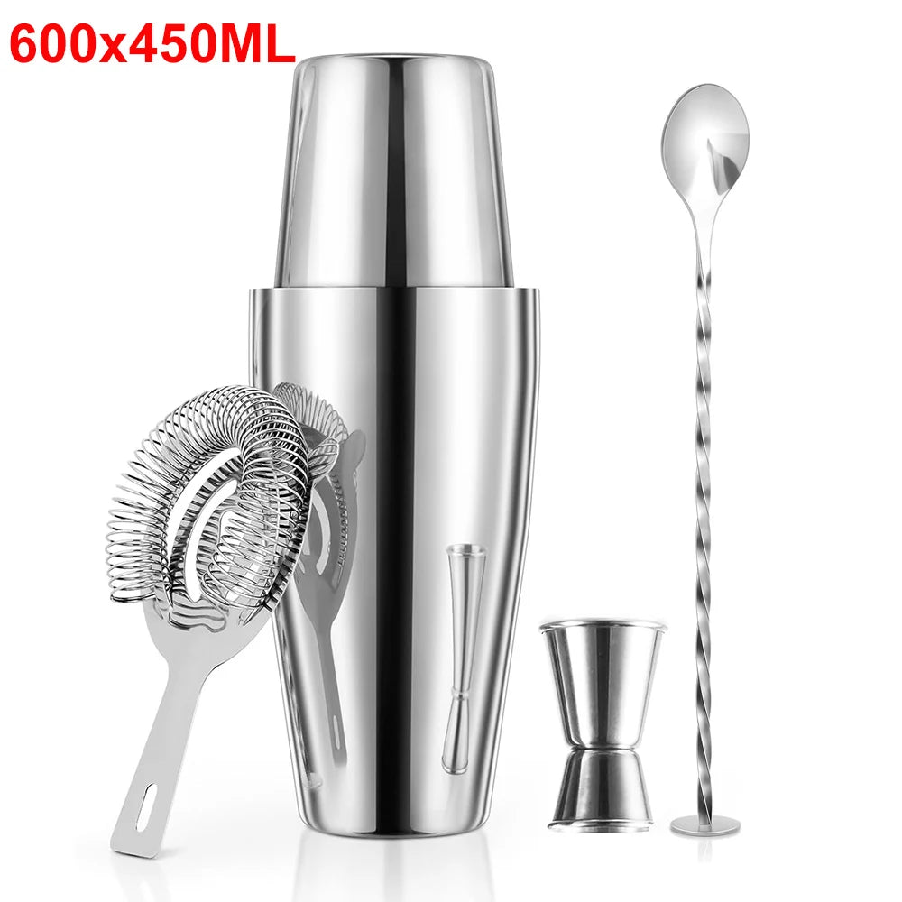 4/5pcs Boston Cocktail Shaker Set Professional Stainless Steel Bartender Wine Cup Cocktail Mixer Martini Cocktail Shaker Bar Set