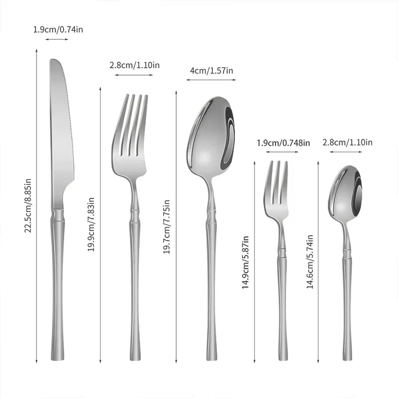 40 Pieces of Luxurious Mirror Black Stainless Steel Suit, Thin Waist Handle Knife Spoon Fork Suit, Western Steak Tableware.