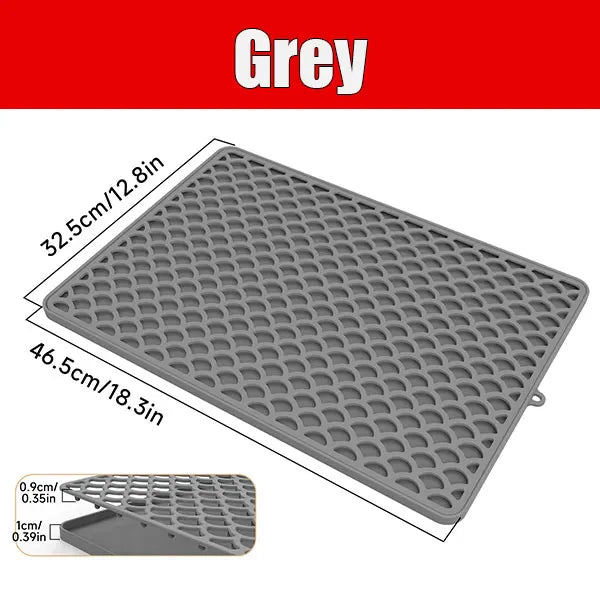 Extra Large Double-Layer Dish Drying Mat for kitchen Counter Silicone Non-Slip Drainer Pad for Sink Coffee Machine Drying Rack