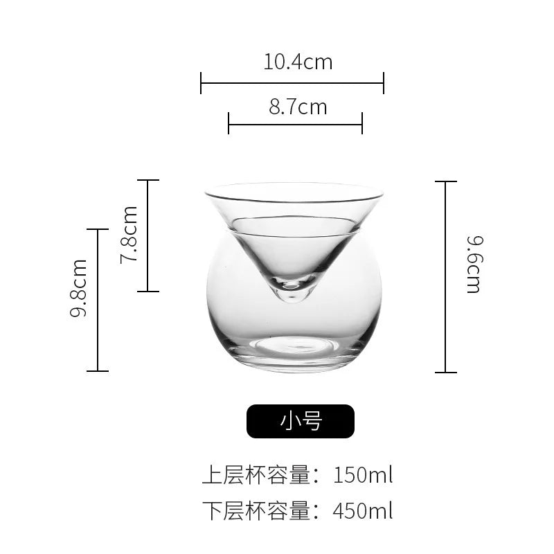 Stemless Martini Cocktail Glasses with Chiller Serving Dish with Ice Holder Glass Caviar Server Set Liquor Cocktail Chiller