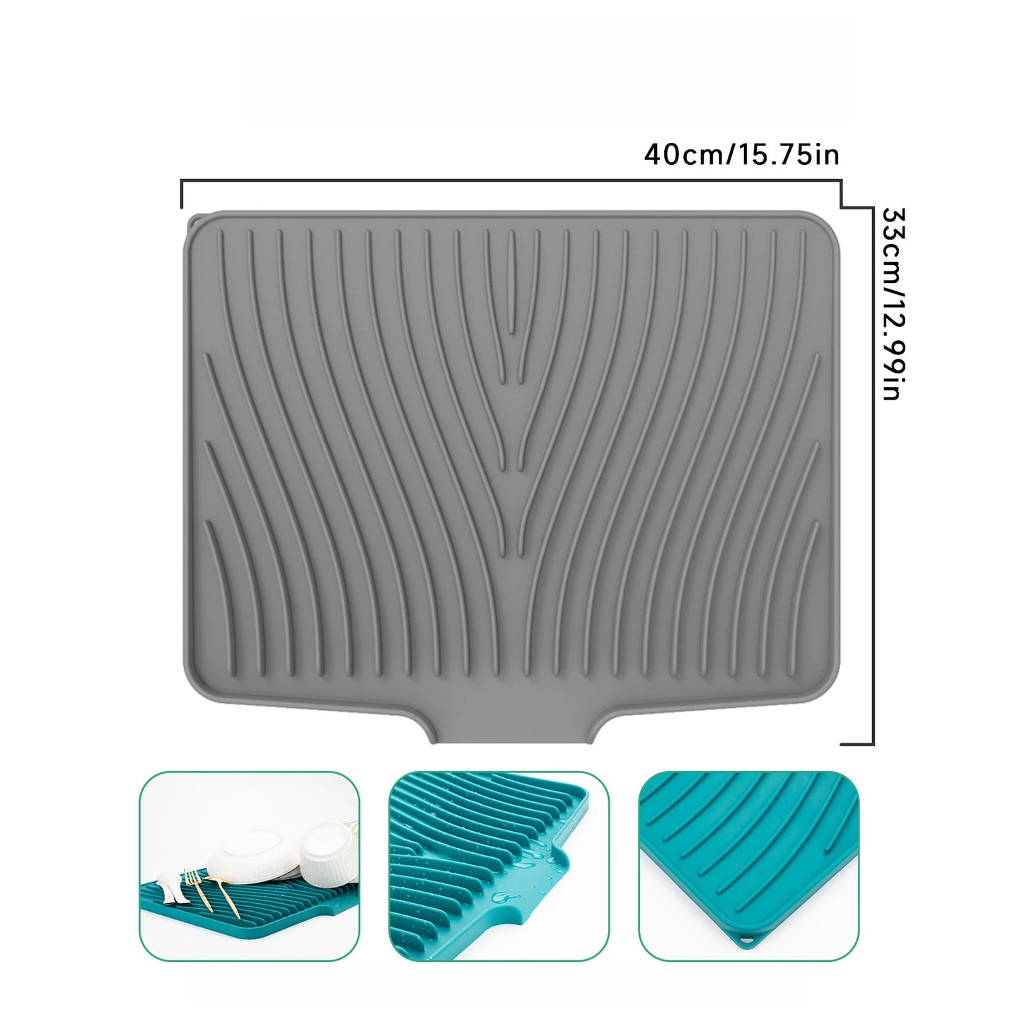 Silicone Dish Drying Mat Heat-Resistant Drain Pad Non-Slip Kitchen Countertop Protector Sink Cabinets Pans Utensils Tableware