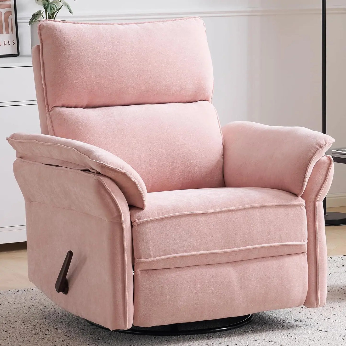 26" Extra Wide Oversized Recliner Chair 360° Swivel Rocker with Adjustable Headrest Chenille Glider Customized Comfort Home