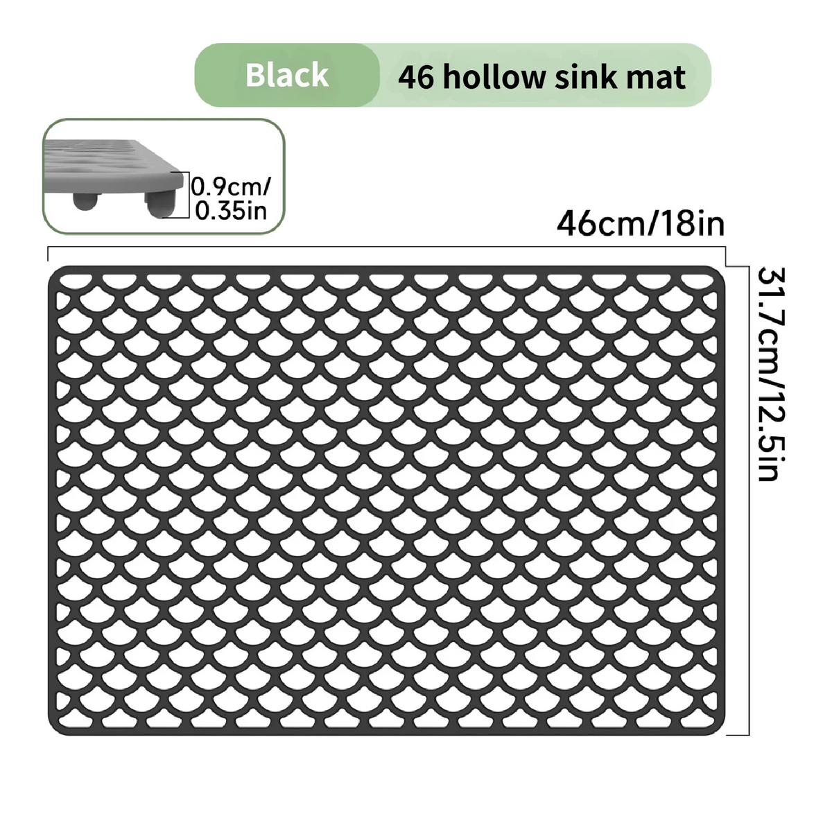 42/46CM Kitchen No holes Silicone Sink Bottom Scratch-resistant Protective pad, Perforated Water-draining Pad, Thickened Drying