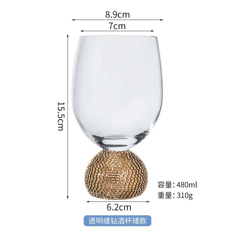 Light luxury European diamond glass wine glass, high value, diamond-wrapped red wines pirit cup, high-end whisky