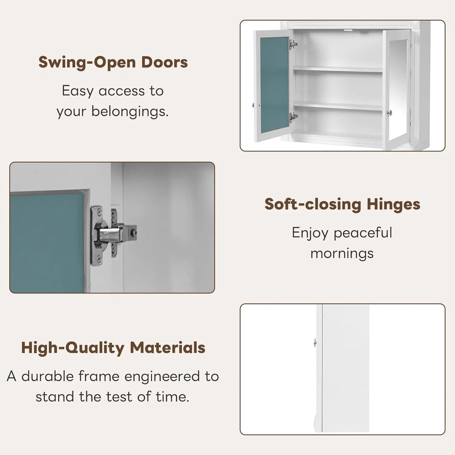 Bathroom Medicine Cabinet with Mirror Door & Adjustable Shelves, 36" x 28" Wall Mounted Bathroom Storage Cabinet, Customized