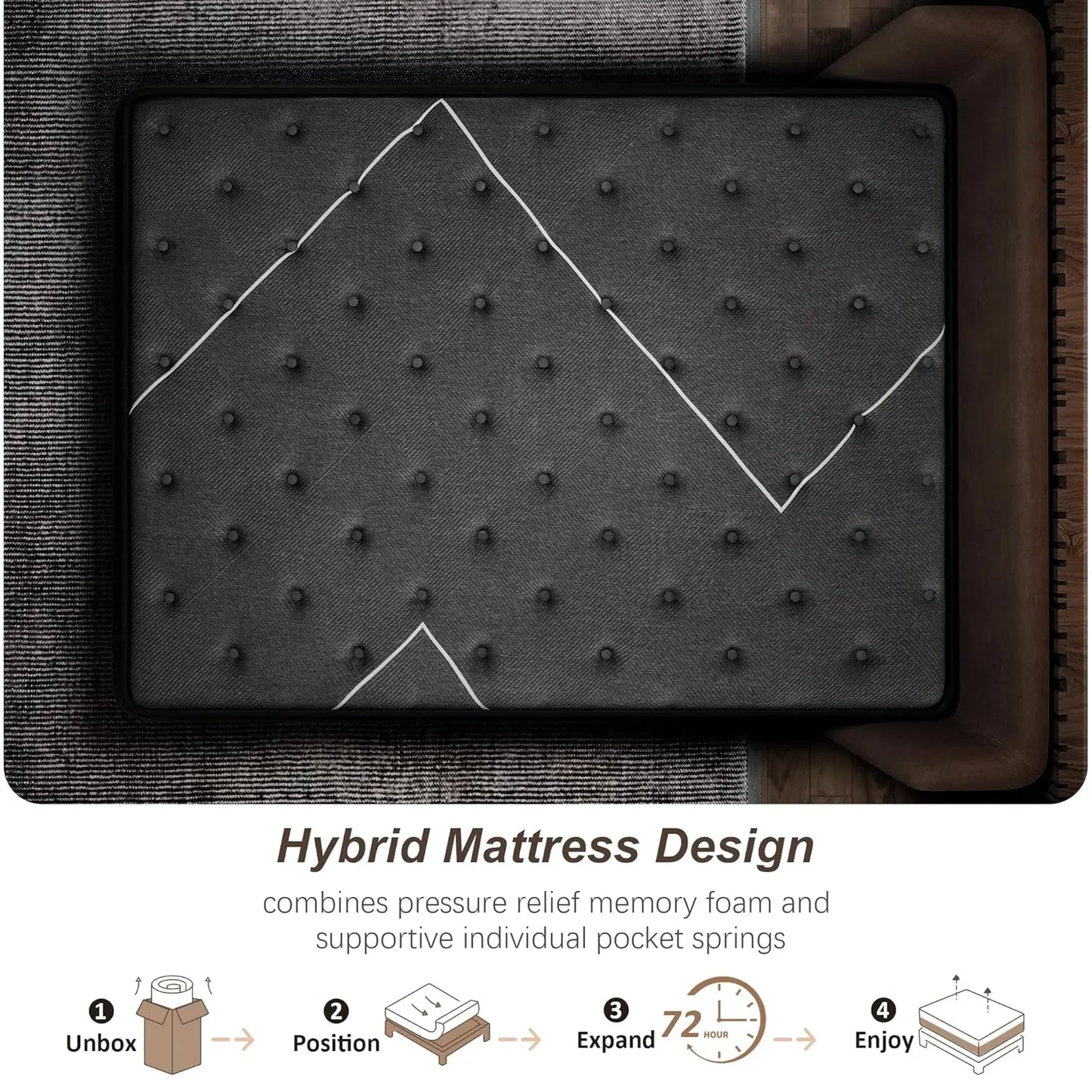 Extra Firm King Mattress, 14 Inch King Size Mattress,Luxurious Memroy Foam Hybrid Extra Lumbar Support, Back Pain, Customized