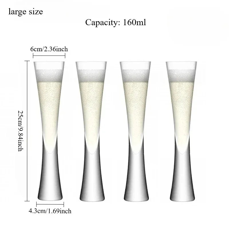 Hourglass Shape Glass Cup Tall Elegant Champagne Flute for Juice Beer Cocktail Home Bar Party Wedding