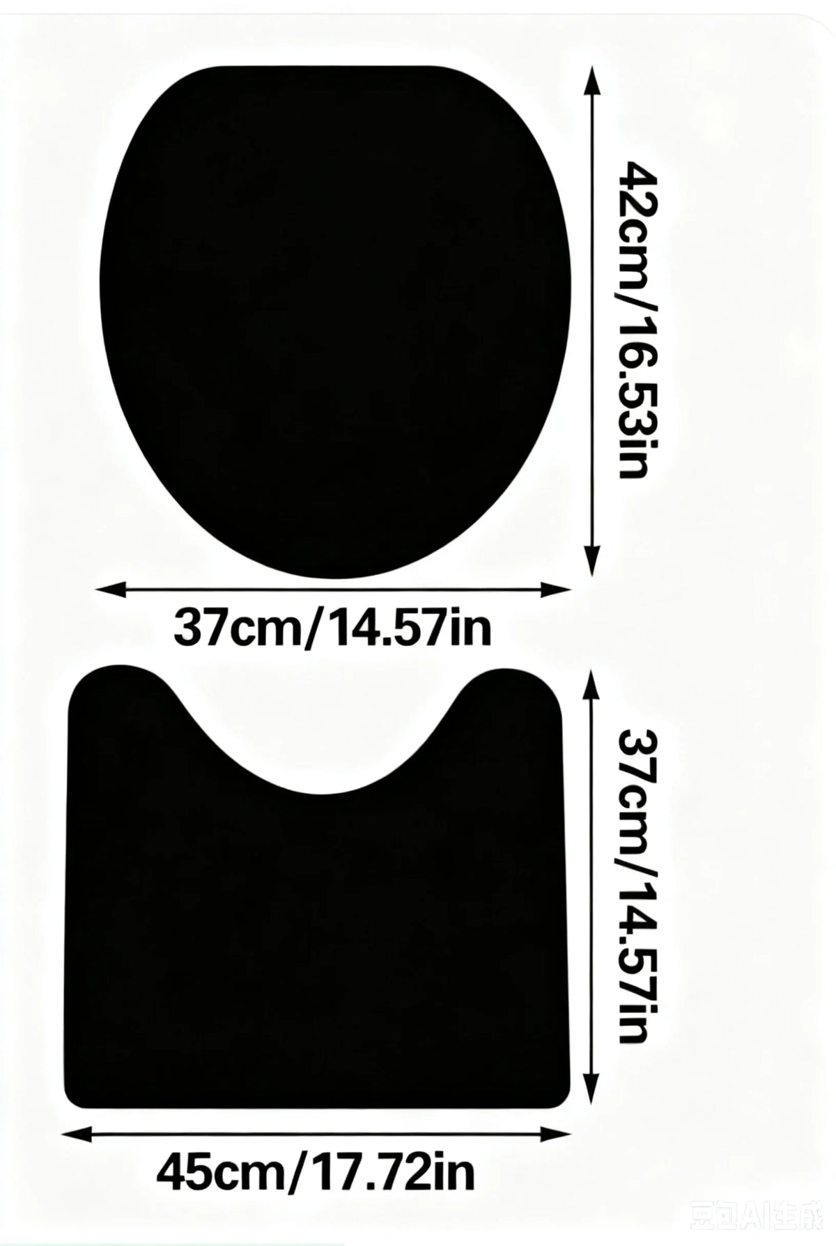 Luxury Black Marble Gold Border Bathroom Rug Set, Non Slip Bath Mat & Toilet Seat Cover, Water Absorbent Bathroom Decor