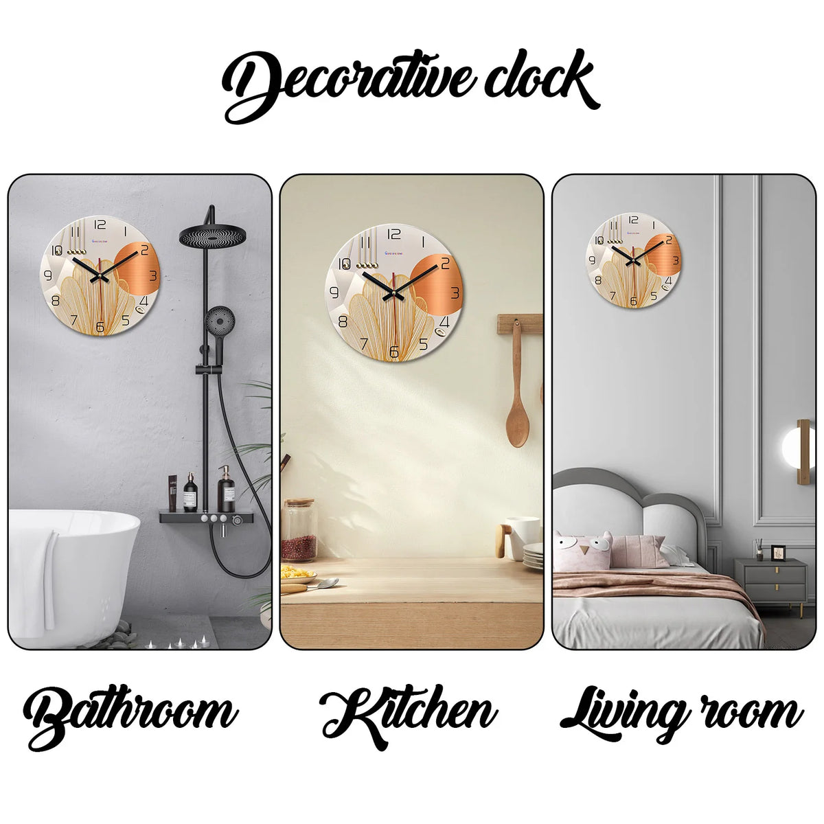 Light Luxury Geometric Pattern Tempered Glass Wall Clock for Living Room, Bedroom, Kitchen, Home Decoration, Silent Quartz Clock, Holiday Gift, 12 Inches 14inch 16inch (Battery Not Included)