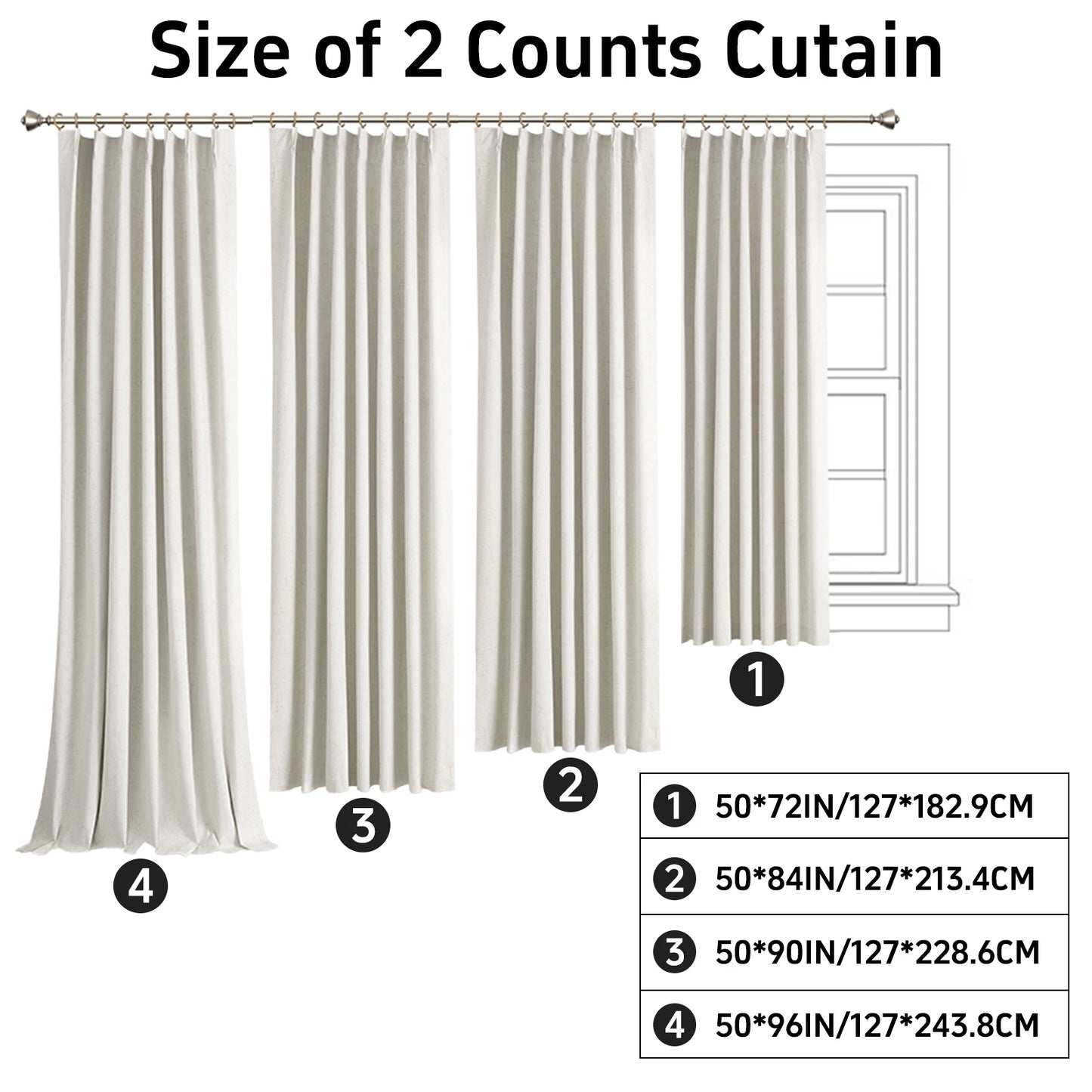 2PCS Linen Weave Curtains for Bedroom Vintage Pinch Pleated Light Window Draperies Privacy for Living Room Dining Home Office