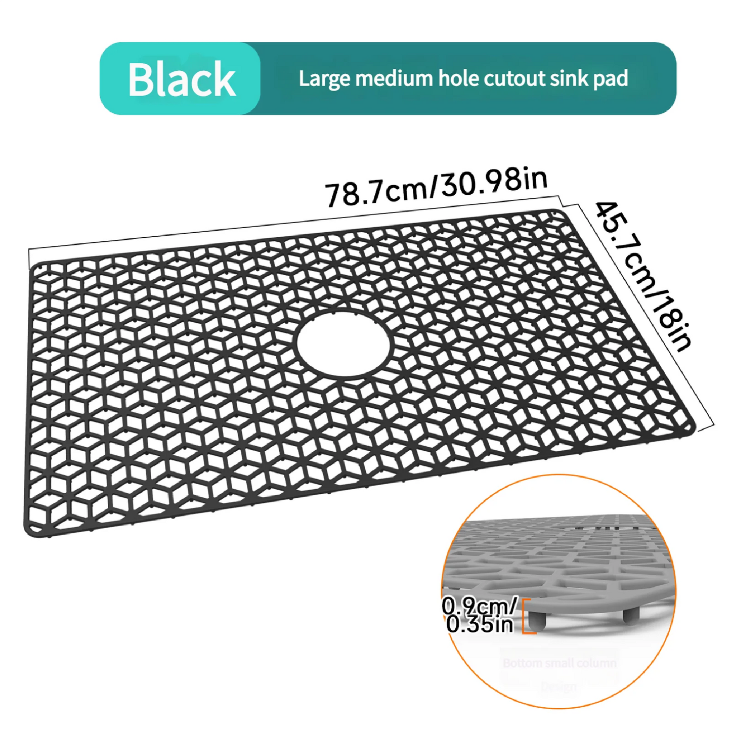 78CM Silicone Sink Bottom Scratch-resistant Protective Pad, Hollowed-out Draining pad, Thickened Anti Slip Tableware Drying Mats
