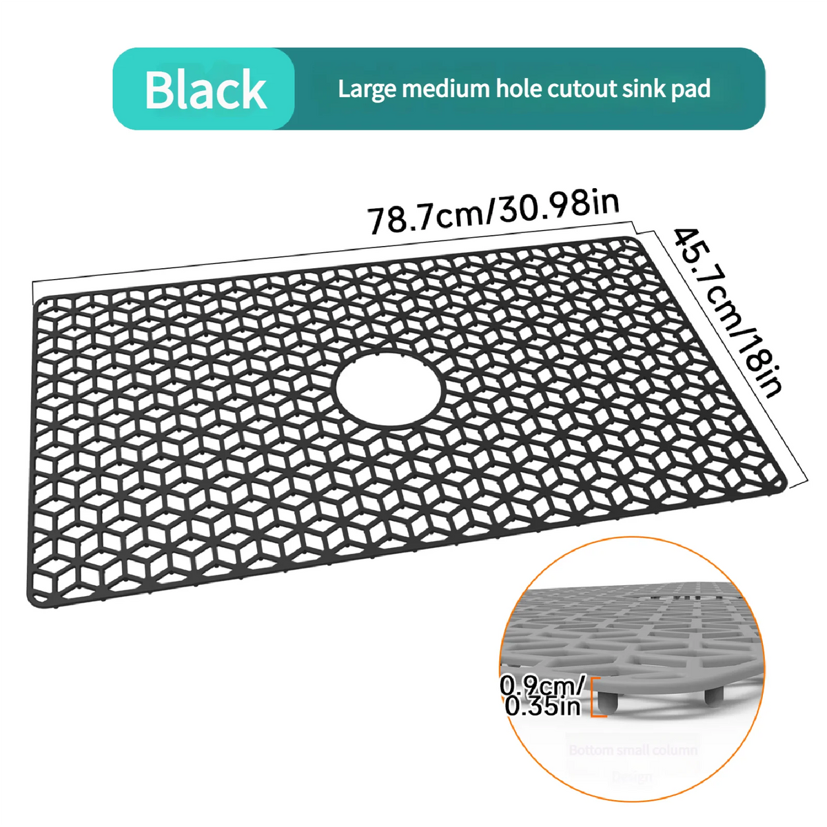 78CM Silicone Sink Bottom Scratch-resistant Protective Pad, Hollowed-out Draining pad, Thickened Anti Slip Tableware Drying Mats