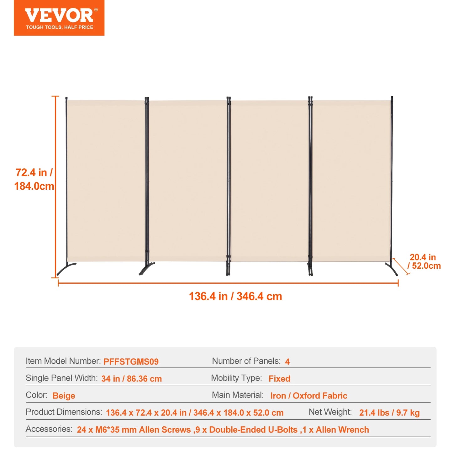 SucceBuy 3/4/6 Panel Room Divider Folding Privacy Screen and Portable Freestanding Room Partition for Office Bedroom Study Hotel
