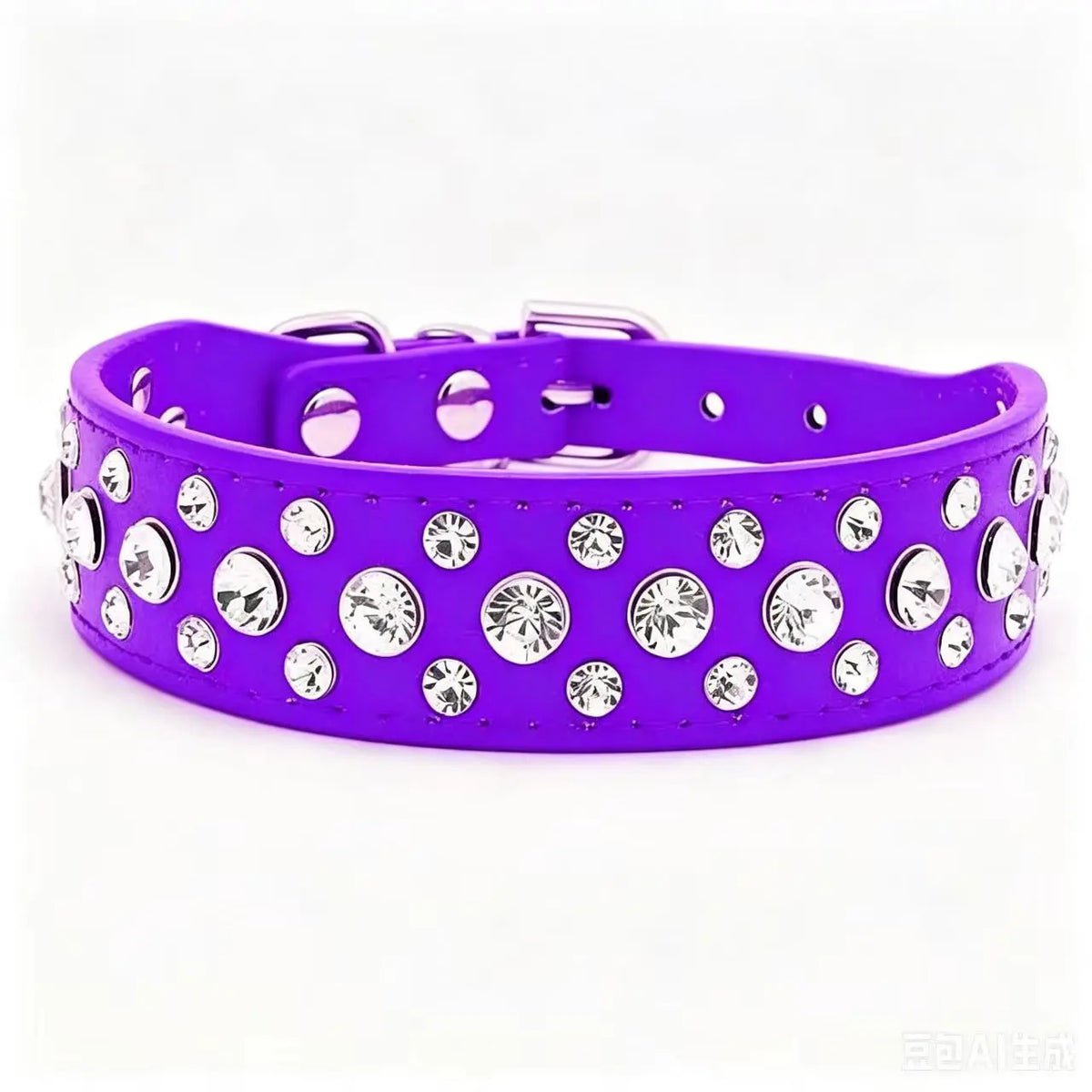 Bling Rhinestone Pet Collar Soft PU Leather Dog Collar Adjustable Neck Strap Pet Supplies for Small Medium Dogs Cats