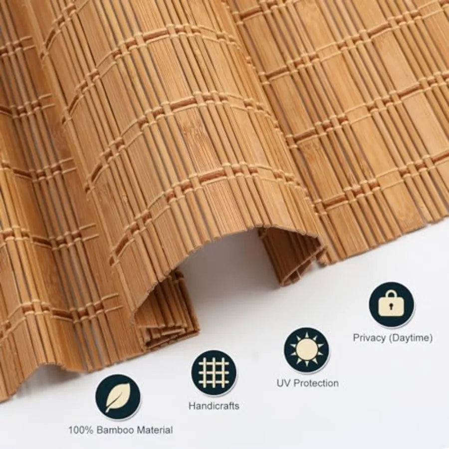 Coe Wood Window Blinds Bamboo Sheer Light in Woven Roman Shades Wood 22.5" W X 48" H