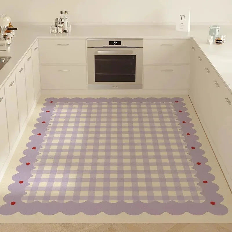 Kitchen Floor Mat PVC Leather Foot Mats Waterproof Non-slip Carpet Oil-proof Dirt-resistant Rug Home Decoration Rugs