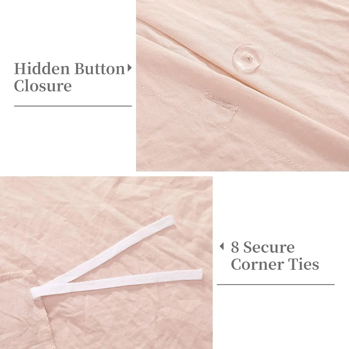 Ruffled Microfiber Duvet Cover Set – Washed Microfiber, Soft & Breathable, Button Closure with Corner Ties, 3-Piece Bedding Set (90"x90" Duvet Cover + 2 Pillowcases), Pink