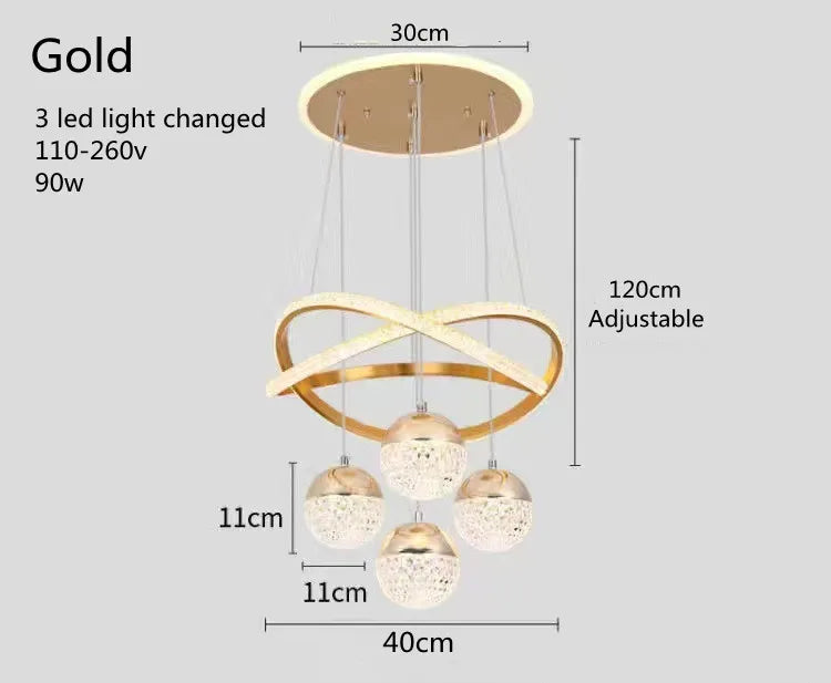 Modern Dining Room led Chandelier Lighting Three LED Colors Nordic Restaurant Lighting Living Room Chandelier Hanging Lamp