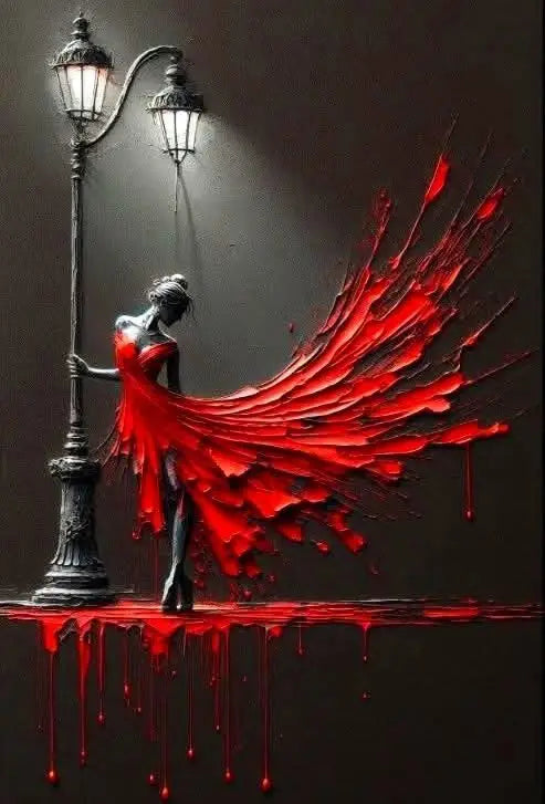 Abstract Wall Art Woman Dancing Under The Streetlight Poster Print For Office Living Room Home Decor Modern Canvas Painting G