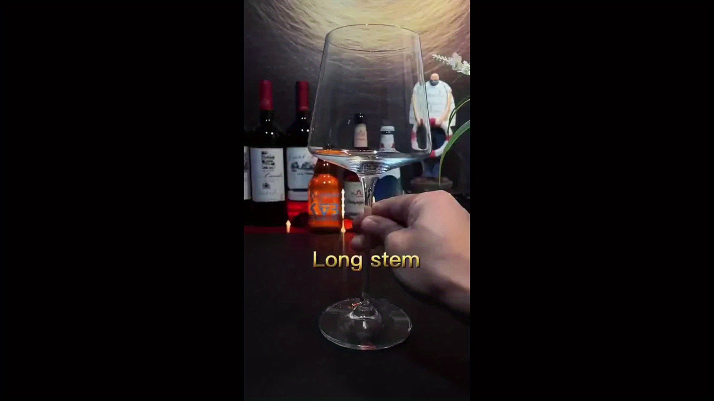 White Wine Glasses Set of 6, 18 oz Clear Hand Blown Crystal Wine Glasses Tall Long Stem Modern Wine Glasses, Unique square wine glasses with flat bottom For Cabernet, Burgundy