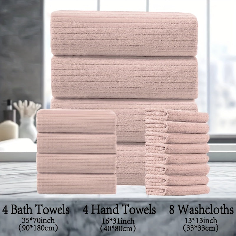 16pcs Oversized Bath Towel Set-4 Extra Large Bath Towel Sheets, 4 Bath Towels, 8 Washcloths Soft Highly Absorbent Quick Dry Shower Towels for Bathroom, Gym, Hotel & Spa, 100% Microfiber