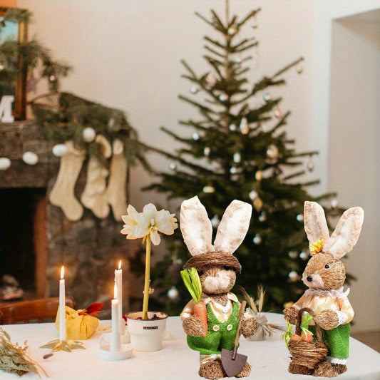 Resurrection Rabbit Imitation Pampas Grass Rabbit Ornament Car Rabbit Ornament Home Decoration Shopping Mall Decoration Gardening Decoration Rabbit