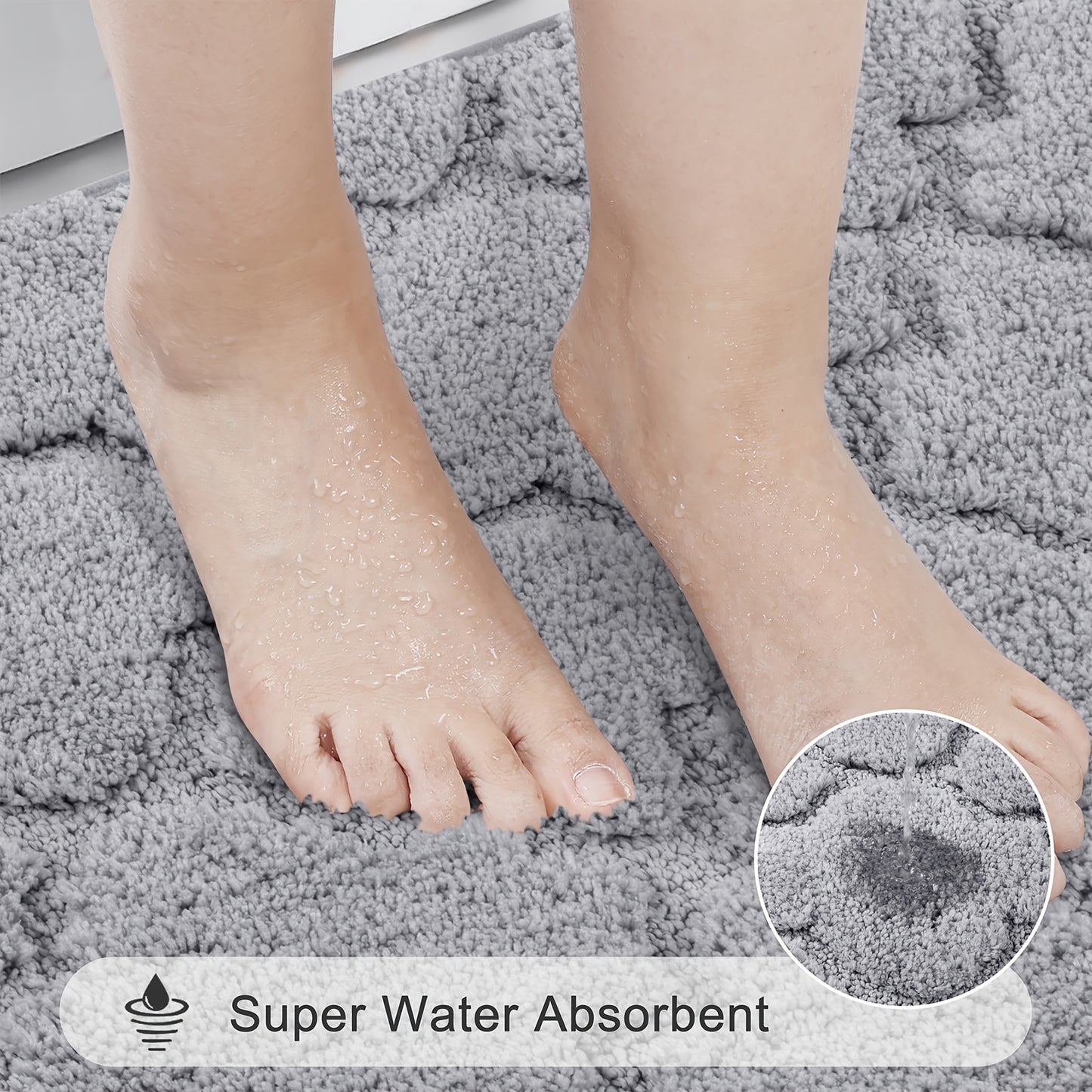 Microfiber Bath Mat Non Slip Shaggy Bathroom Rug Set 3pcs Bathroom Mat Set Super Absorbent Bath Mats for Bathroom Washable Quick-Dry Bathroom Rugs for Floor, Tub And Shower, Home Decor