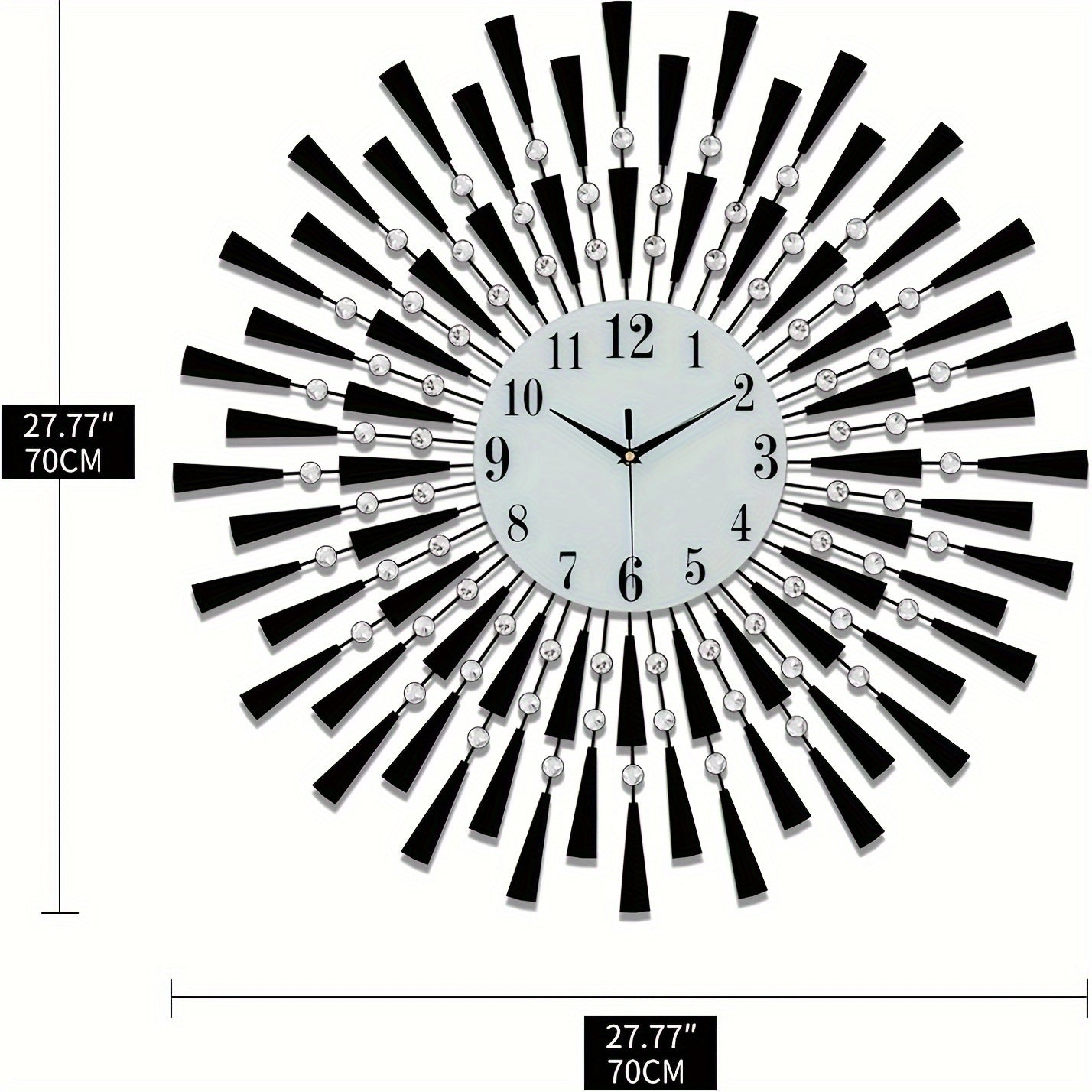 [Modern Metal Wall Clock] 28-Inch Large Circular Modern Metal Wall Clock with Silent Quartz Movement, Battery Powered, Easy to Read Numerals for Living Room, Bedroom, Home Office Decor