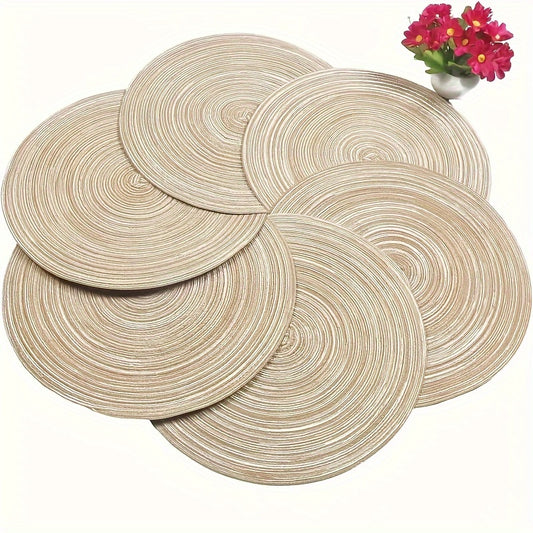 12-Pack Round Placemats, 4.3in & 15in, Polyester Table Mats, Japanese Style, Heat-Resistant, Non-Slip, Dishware Protector, Hand Wash Only, Home Kitchen Decor